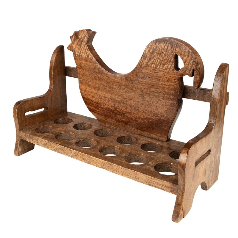 Clayre & Eef Suport d'oeufs 32x13x19 cm Marron Bois Poulet