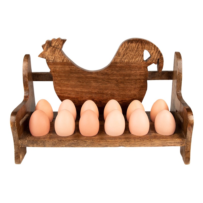 Clayre & Eef Suport d'oeufs 32x13x19 cm Marron Bois Poulet