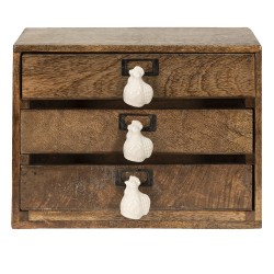 Clayre & Eef Schubladenkommode 29x14x22 cm Braun Holz Huhn