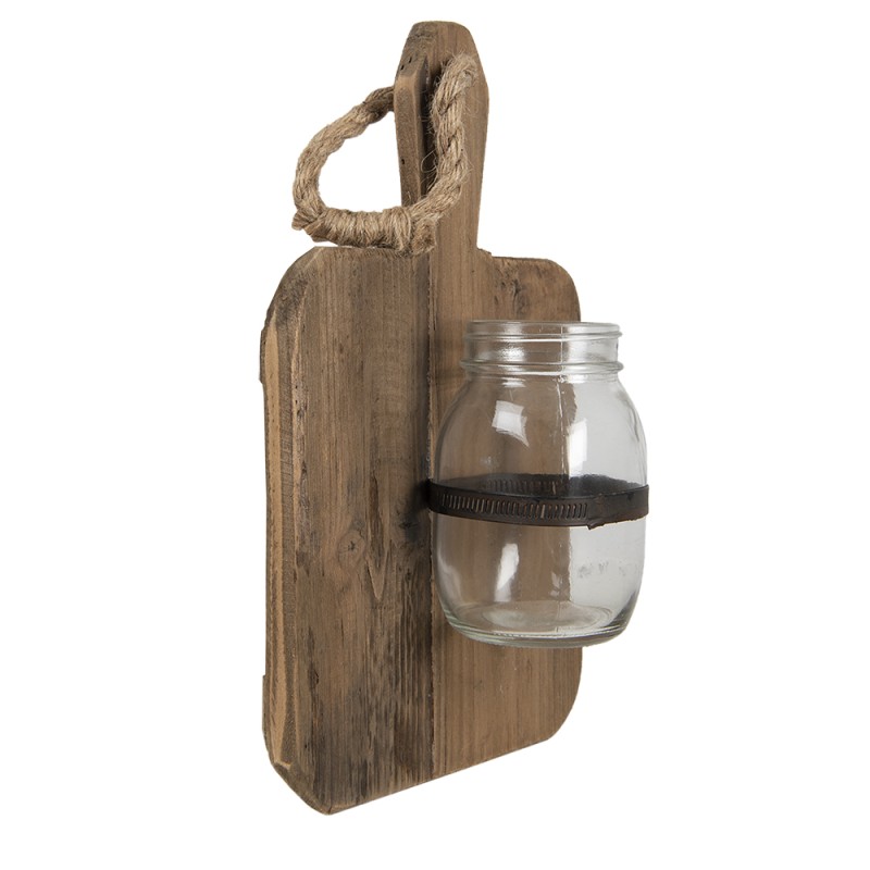 Clayre & Eef Vase 23x13x33 cm Brown Wood Glass