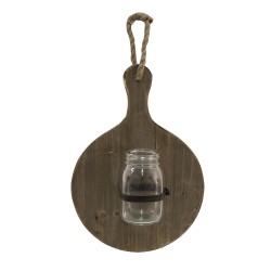 Clayre & Eef Vases en verre dans support 27x13x38 cm Marron Bois Verre