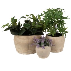 Clayre & Eef Planter Set of 3 Ø 24 Ø 18 Ø 12 cm Brown Wood Round