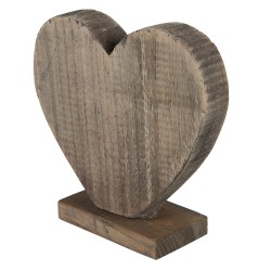 Clayre & Eef Figurine Heart 19x7x19 cm Brown Wood Heart-Shaped