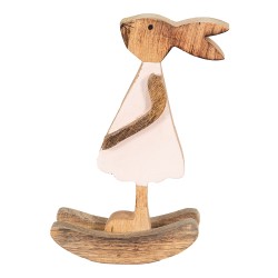 Clayre & Eef Figurine Lapin 14x7x25 cm Marron Rose Bois