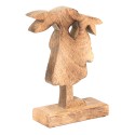 Clayre & Eef Beeld Konijn 15x6x22 cm Bruin Roze Hout