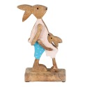 Clayre & Eef Beeld Konijn 12x6x22 cm Bruin Blauw Hout