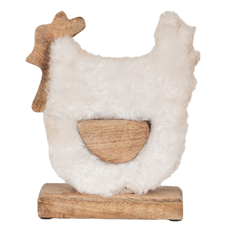 Clayre & Eef Figurine Coq 18x5x21 cm Blanc Marron Bois Textile