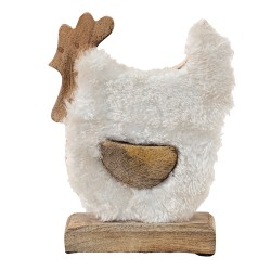 Clayre & Eef Figurine Coq 15x5x19 cm Blanc Marron Bois Textile