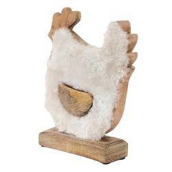 Clayre & Eef Figurine Rooster 15x5x19 cm White Brown Wood Textile