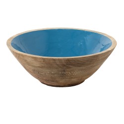 Clayre & Eef Bol de décoration Ø 25x10 cm Bleu Marron Bois