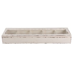 Clayre & Eef Boîte en bois 60x13x10 cm Blanc Bois Verre