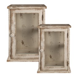 Clayre & Eef Étagère murale 42x26x56 cm Blanc Marron Bois Verre