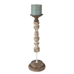 Clayre & Eef Candelabro 51 cm Bianco Marrone  Legno Metallo