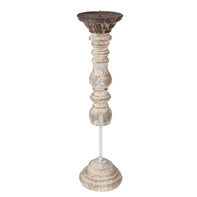 Clayre & Eef Candelabro 44 cm Marrone Bianco  Legno Metallo