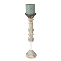 Clayre & Eef Candle holder 44 cm Brown White Wood Metal