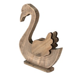 Clayre & Eef Statuetta Cigno  38x6x43 cm Marrone Legno