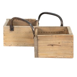 Clayre & Eef Scatola di archiviazione 38x22x9 cm Marrone Legno Ferro