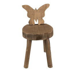 Clayre & Eef Plantentafeltje  18x19x34 cm Bruin Hout Vlinder