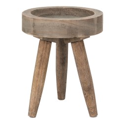 Clayre & Eef Tavolino per piante Ø 16x20 cm Marrone Legno  Rotondo