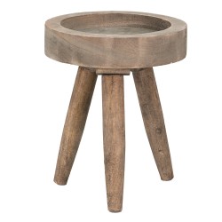 Clayre & Eef Petit table de plante Ø 16x20 cm Marron Bois Rond