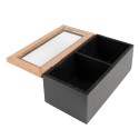 Clayre & Eef Scatola da tè 18x9x7 cm Nero Marrone  MDF Vetro