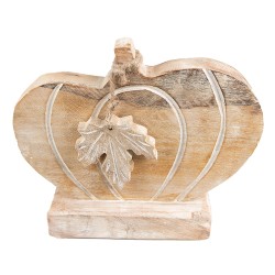 Clayre & Eef Decoration Pumpkin 29x6x22 cm Brown White Wood