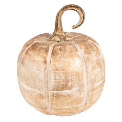 Clayre & Eef Decoratie Pompoen 21 cm Goudkleurig Hout