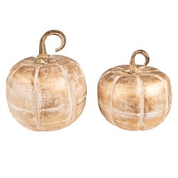 Clayre & Eef Decorazione Zucca 21 cm Color oro Legno