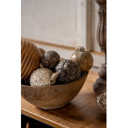 Clayre & Eef Decoratie schaal  Ø 25x10 cm Zwart Bruin Hout Rond