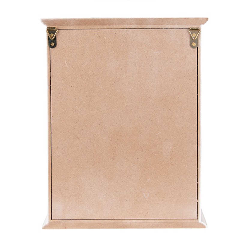 Clayre & Eef Key Cabinet 20x6x27 cm White Wood Glass Rectangle Home is my favourite place to be