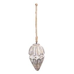 Clayre & Eef Pendentif Ø 6x11 cm Beige Marron Bois