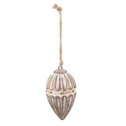 Clayre & Eef Pendentif Ø 7x12 cm Beige Marron Bois