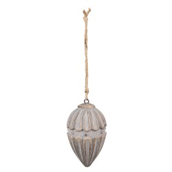 Clayre & Eef Pendentif Ø 7x12 cm Gris Bois