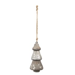 Clayre & Eef Kersthanger Kerstboom Ø 6x13 cm Zilverkleurig Hout