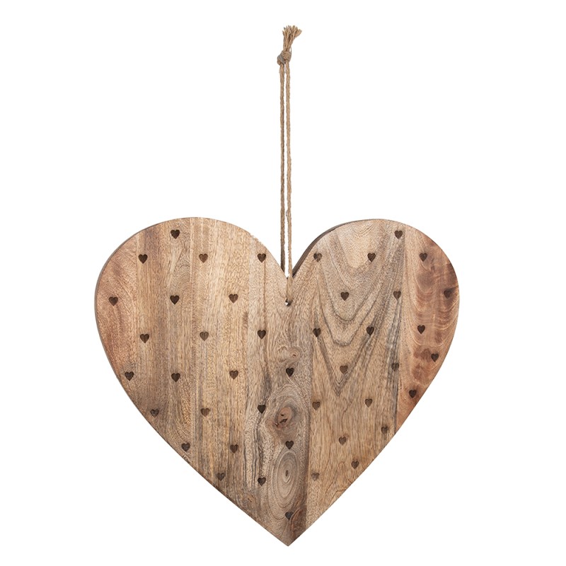 Clayre & Eef Decoratie snijplank  38x40 cm Bruin Hout Hartvormig Hartjes