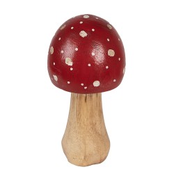 Clayre & Eef Decoratie Paddenstoel Ø 6x13 cm Rood Hout