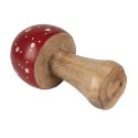 Clayre & Eef Décoration Champignon Ø 6x13 cm Rouge Bois