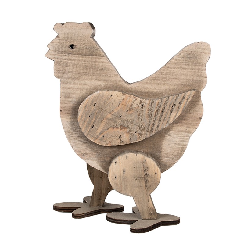 Clayre & Eef Figurine décorative Poulet 28 cm Marron Bois