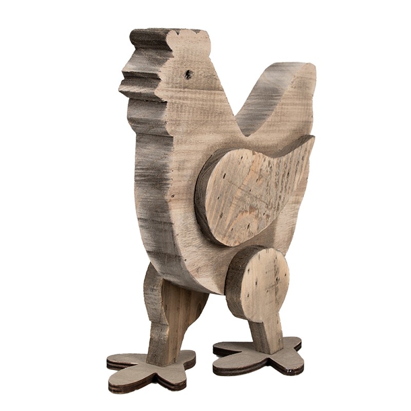 Clayre & Eef Figurine décorative Poulet 28 cm Marron Bois