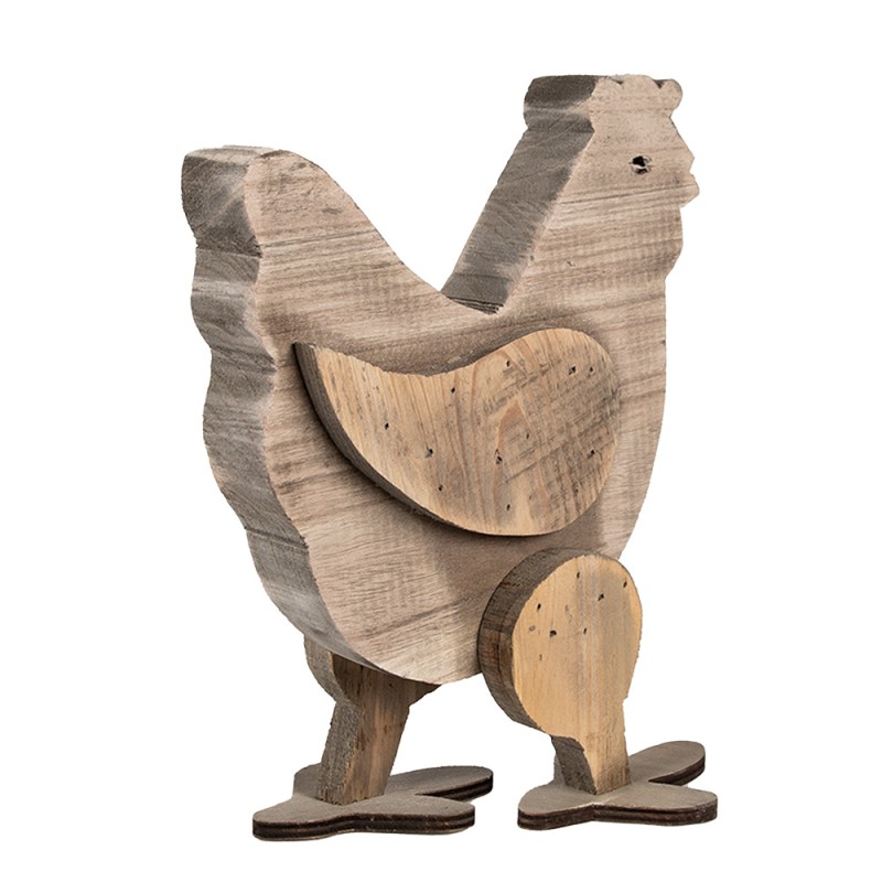 Clayre & Eef Figurine décorative Poulet 28 cm Marron Bois