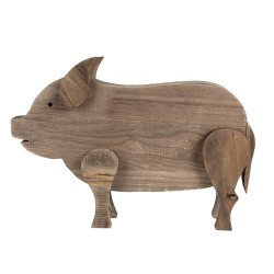 Clayre & Eef Decorative Figurine Pig 42x9x28 cm Brown Wood