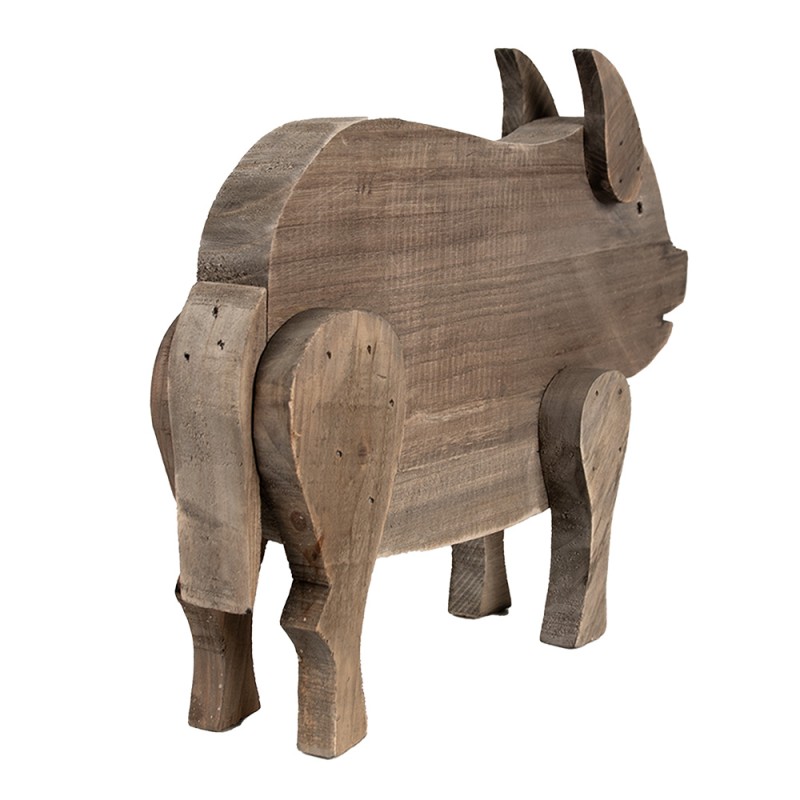 Clayre & Eef Figurine décorative Cochon 42x9x28 cm Marron Bois