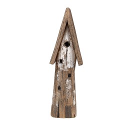 Clayre & Eef Figurine décorative Maison 25 cm Marron Blanc Bois