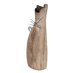 Clayre & Eef Dekorationsfigur Katze 26 cm Braun Holz Eisen