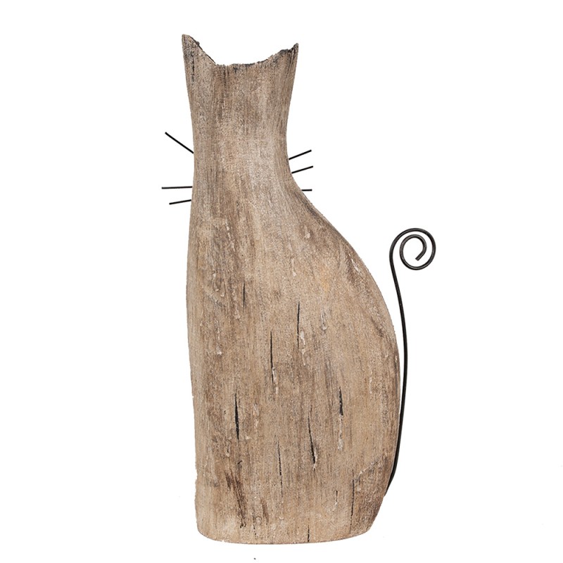 Clayre & Eef Statuetta decorativa Gatto  26 cm Marrone Legno Ferro