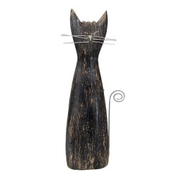 Clayre & Eef Decoratie Beeld Kat 31 cm Zwart Hout