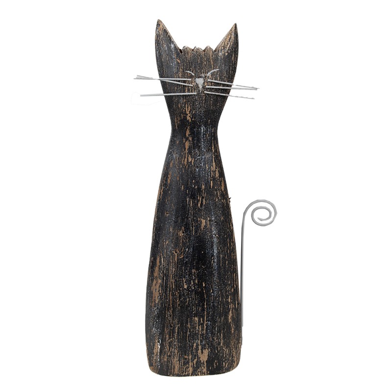 Clayre & Eef Statuetta decorativa Gatto  31 cm Nero Legno