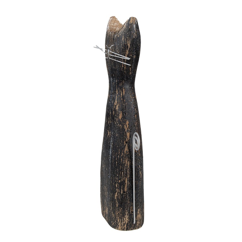 Clayre & Eef Statuetta decorativa Gatto  31 cm Nero Legno