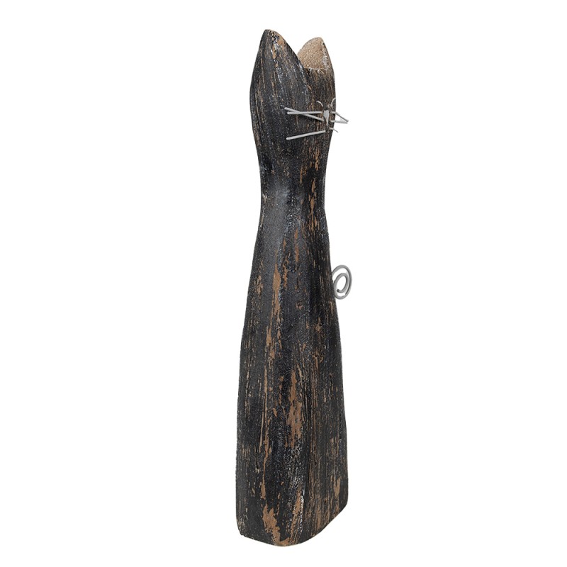 Clayre & Eef Statuetta decorativa Gatto  31 cm Nero Legno