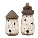 Clayre & Eef Figurine décorative Phare Ø 11x23 cm Blanc Marron Bois